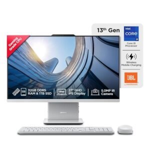 Lenovo IdeaCentre AIO 13th Gen Core i9-13900H 27" QHD IPS (32GB RAM/1TB SSD/Windows11/Office 2021/3Wx2 Harman Speaker/Alexa Built-in/Wireless EOS Keyboard & Mouse, Grey), F0HM00JBIN All-in-One Desktop