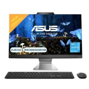 ASUS AIO A3202,21.45" FHD,Intel Celeron 7305, All-in-One PC (8GB/512GB/Windows 11/MS Office 365 Basic (1Year)*/Office 2024/Black/4.84 Kg), with Wireless Keyboard & Wireless Mouse, A3202WBA-BPB006WS