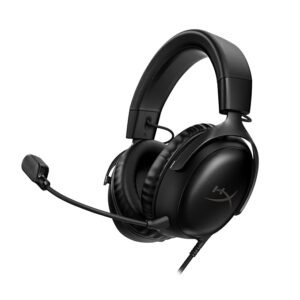 HyperX Cloud III – Wired Gaming Headset, PC, PS5, Xbox Series X|S, Angled 53mm Drivers, DTS, Memory Foam, Durable Frame, Ultra-Clear 10mm Mic, USB-C, USB-A, 3.5mm – Black (727A8AA)