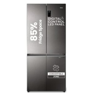 Haier 520L 3 Star Lumiere 4-Door Side by Side Frost Free Refrigerator | Convertible Magic Zone | Inverter | Digital Display Panel | Deo Fresh Technology (2025 Model, HRB-600IS, Inox Steel) Visit the Haier Store