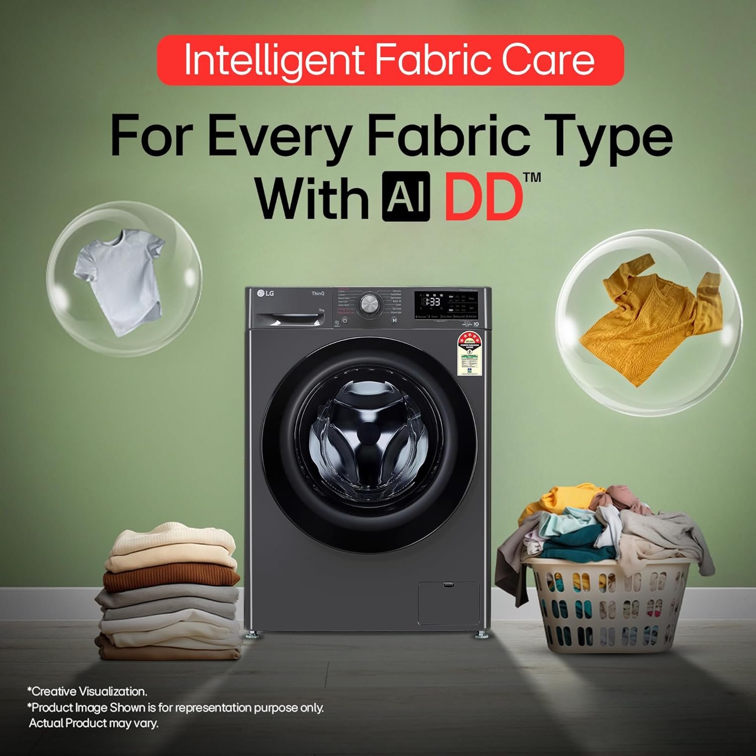 LG 9 Kg, 5 Star, AI Direct Drive Technology, Steam, 6 Motion DD & Wi-Fi Fully-Automatic Front Load Washing Machine (FHP1209Z5M, Intelligent & Convenient Fabric Care, Allergy Care, Middle Black) - Image 12