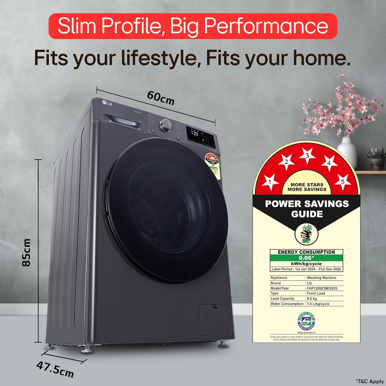 LG 9 Kg, 5 Star, AI Direct Drive Technology, Steam, 6 Motion DD & Wi-Fi Fully-Automatic Front Load Washing Machine (FHP1209Z5M, Intelligent & Convenient Fabric Care, Allergy Care, Middle Black) - Image 6